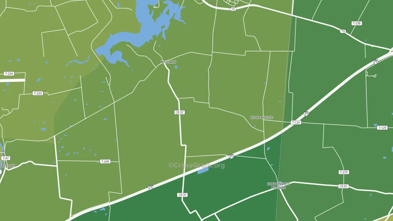 Wellman, OH Map of Burglary Rates