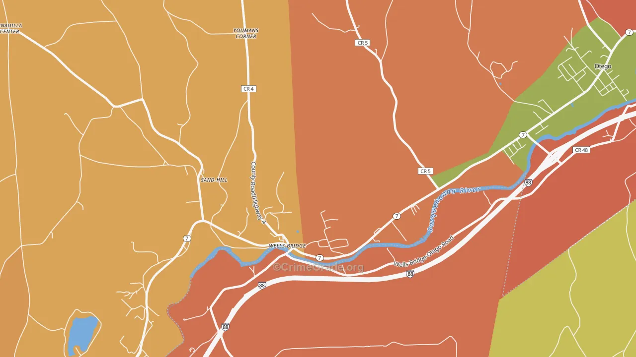 Wells Bridge, NY Map of Burglary Rates