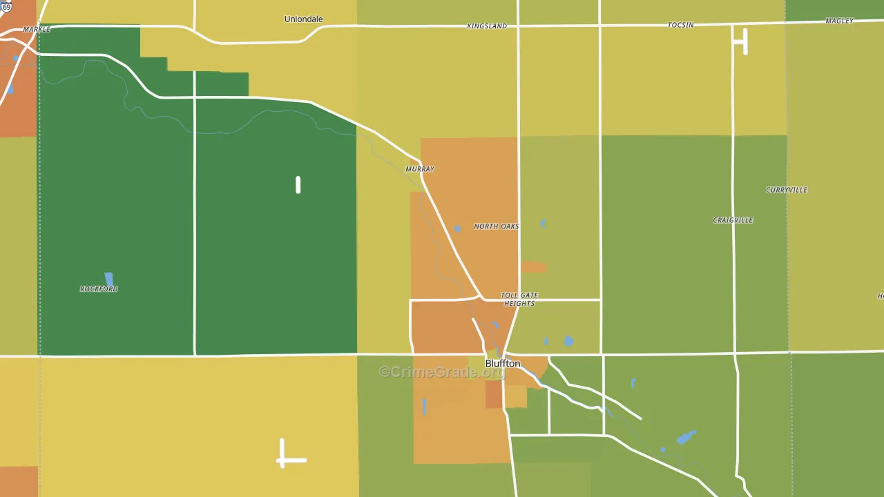 Wells County, IN Map of Burglary Rates