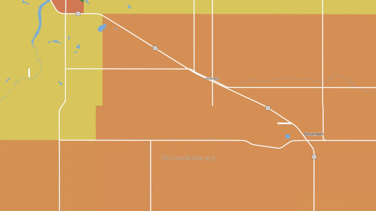 Wells County, ND Map of Burglary Rates