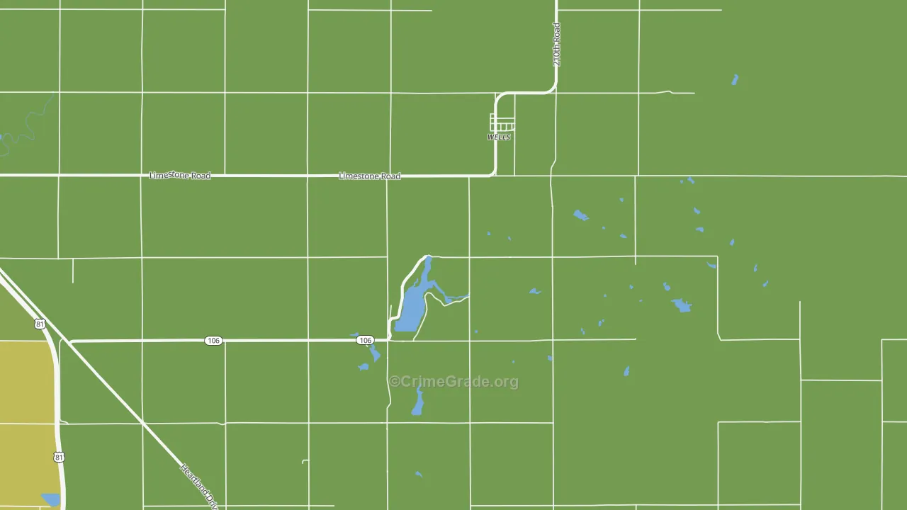 Wells, KS Map of Burglary Rates