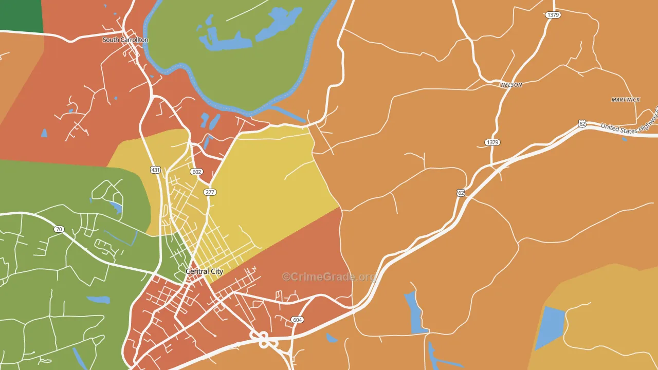 Wells, KY Map of Burglary Rates