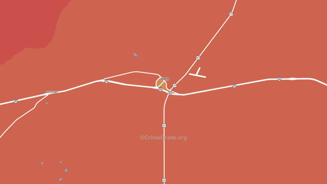 Wells, NV Map of Burglary Rates