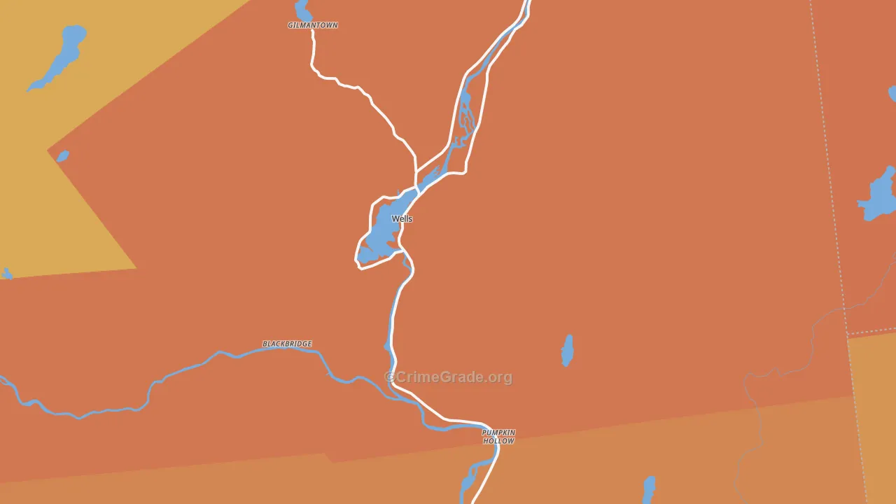 Wells, NY Map of Burglary Rates