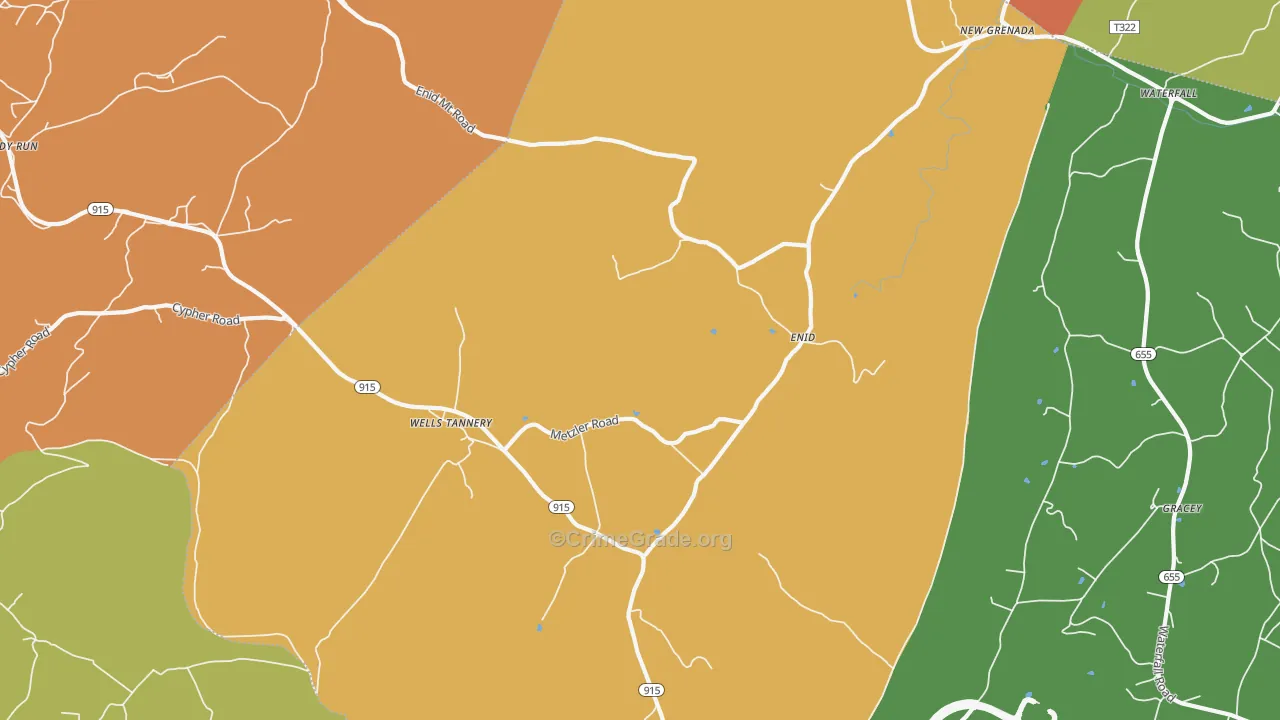 Wells Tannery, PA Map of Burglary Rates