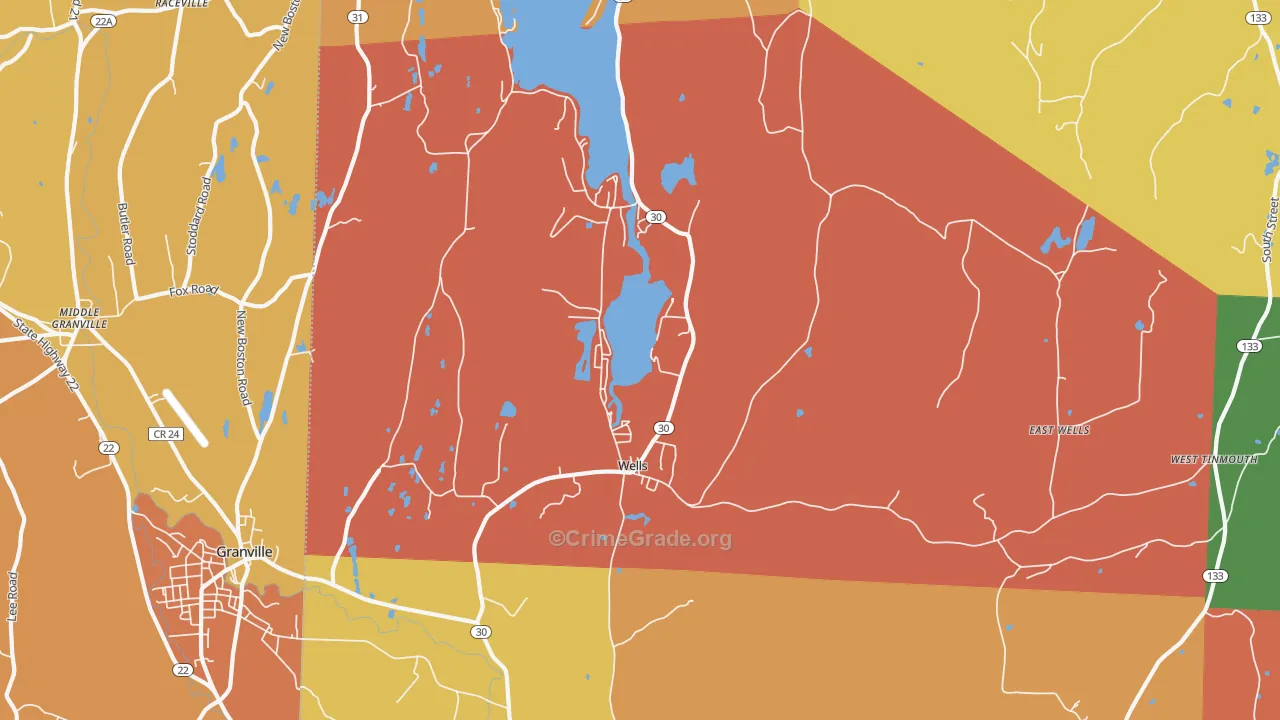 Wells, VT Map of Burglary Rates