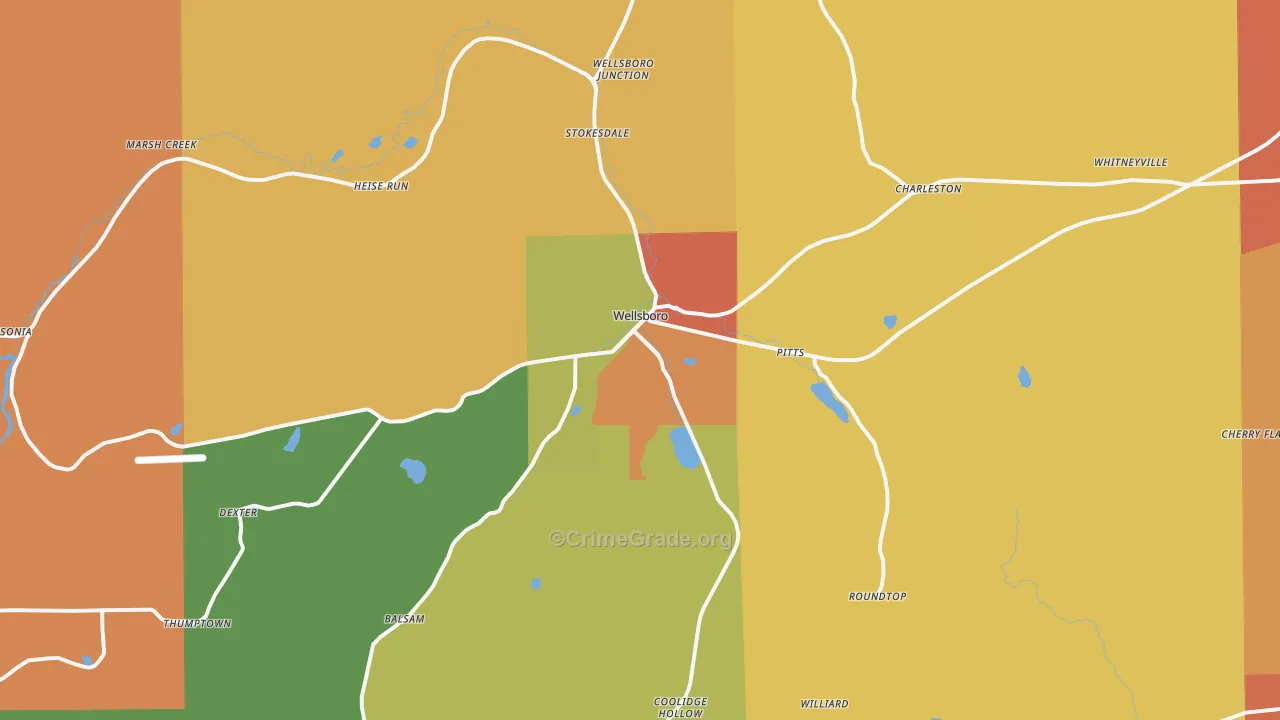 Wellsboro, PA Map of Burglary Rates