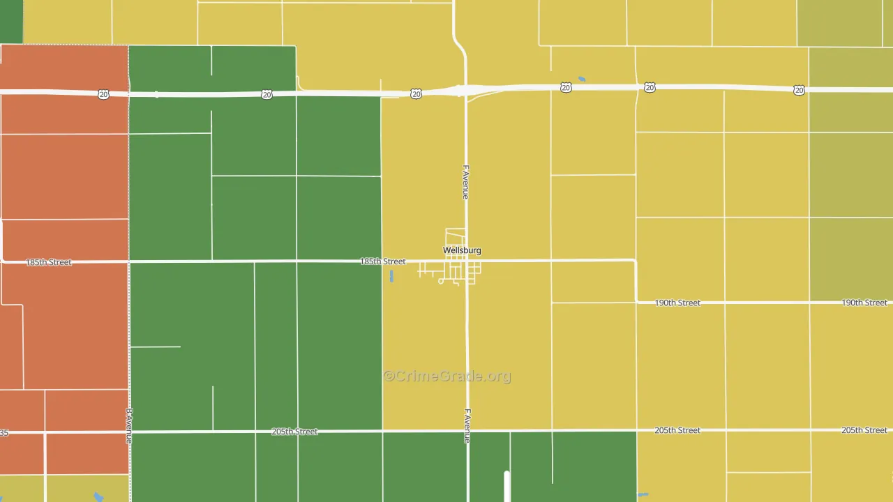 Wellsburg, IA Map of Burglary Rates