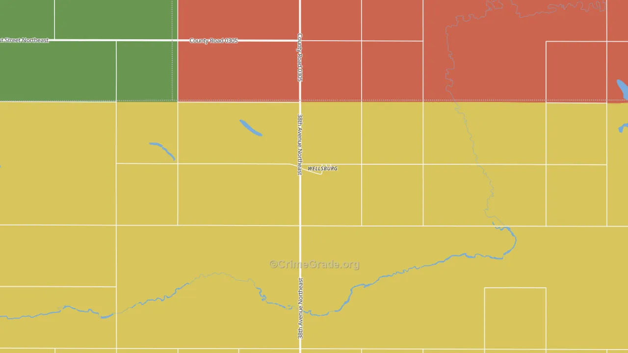 Wellsburg, ND Map of Burglary Rates