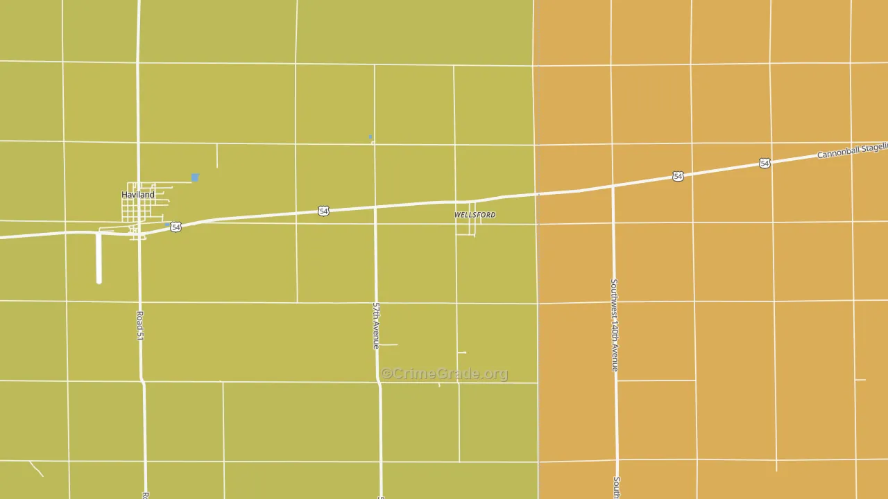 Wellsford, KS Map of Burglary Rates