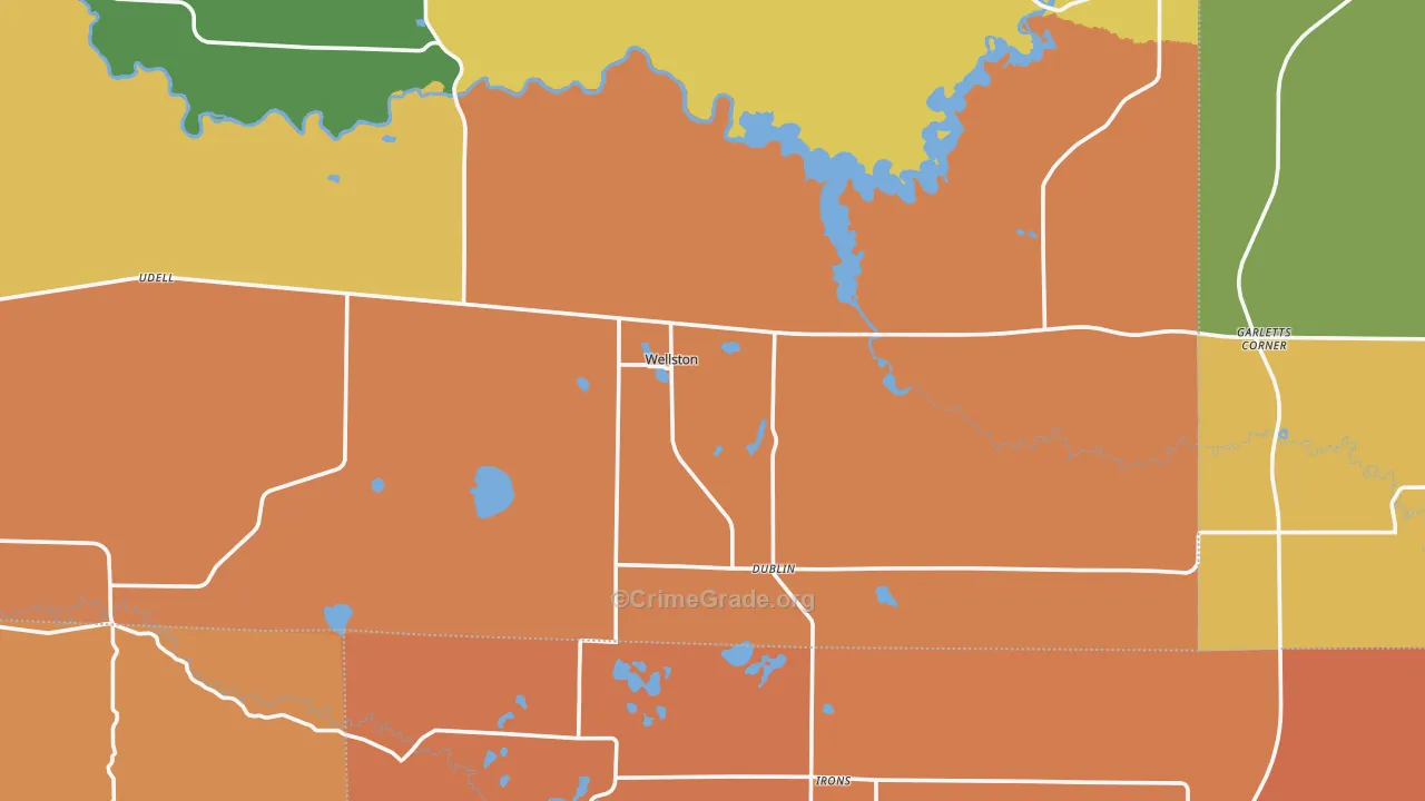 Wellston, MI Map of Burglary Rates