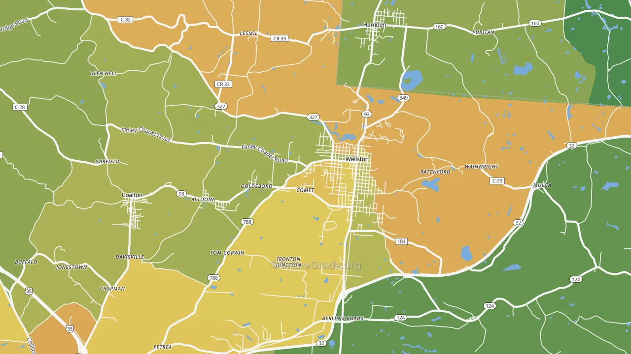 Wellston, OH Map of Burglary Rates
