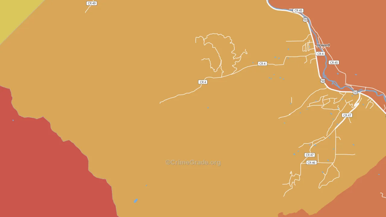 Wellsville, CO Map of Burglary Rates