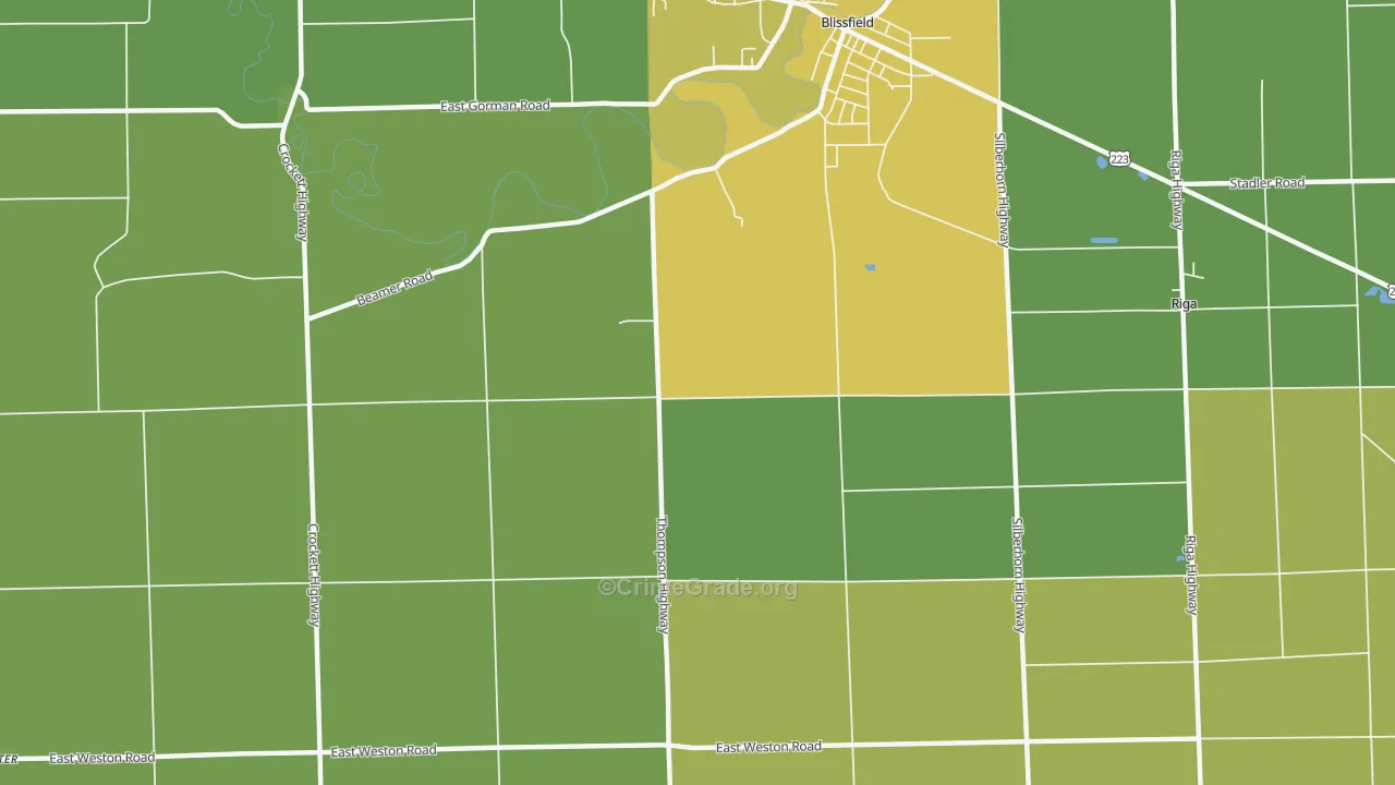 Wellsville, MI Map of Burglary Rates
