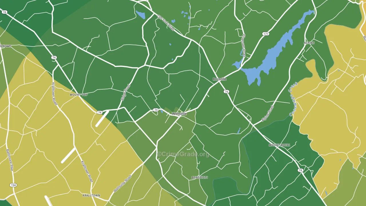 Wellsville, PA Map of Burglary Rates