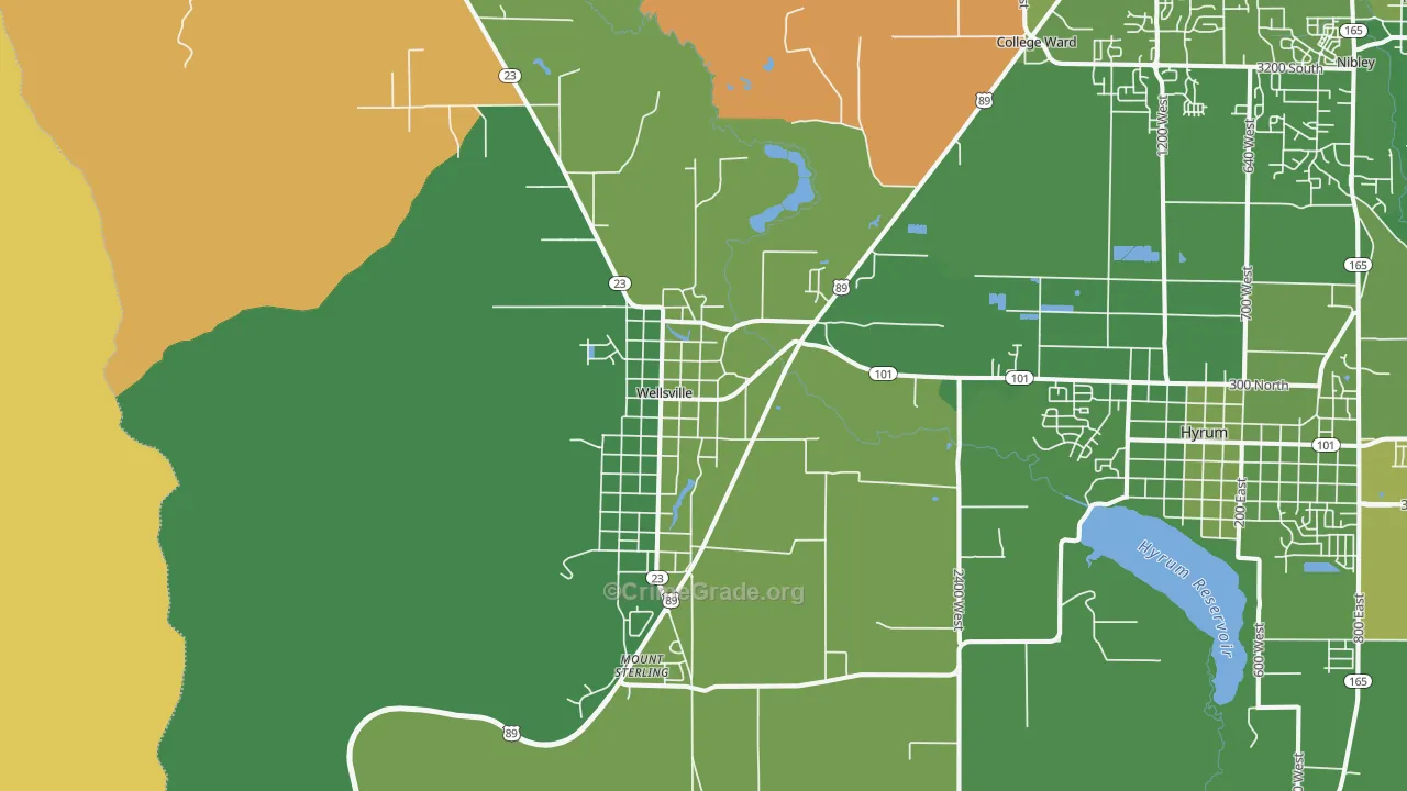 Wellsville, UT Map of Burglary Rates