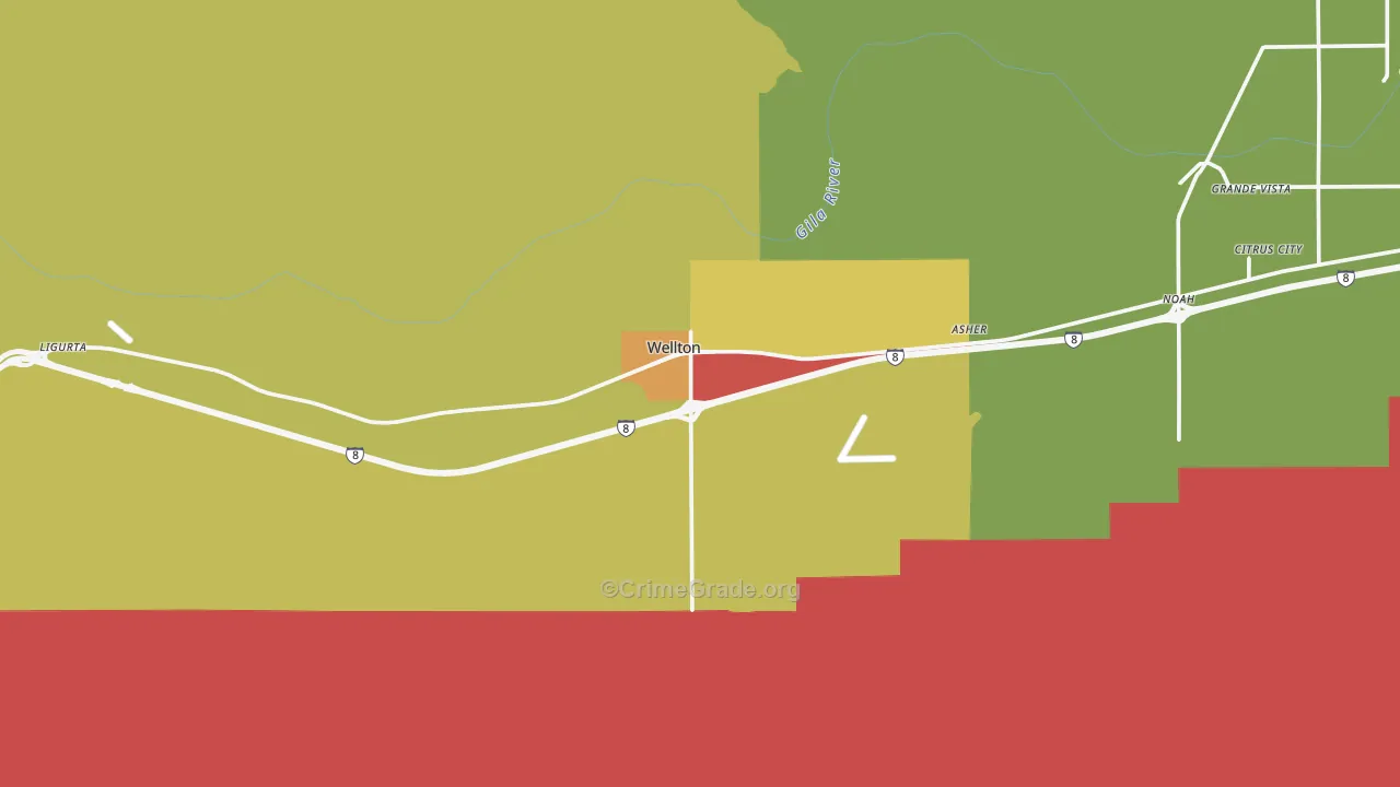 Wellton, AZ Map of Burglary Rates