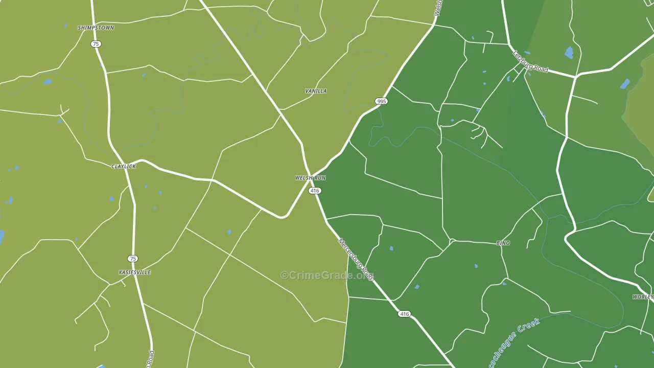 Welsh Run, PA Map of Burglary Rates