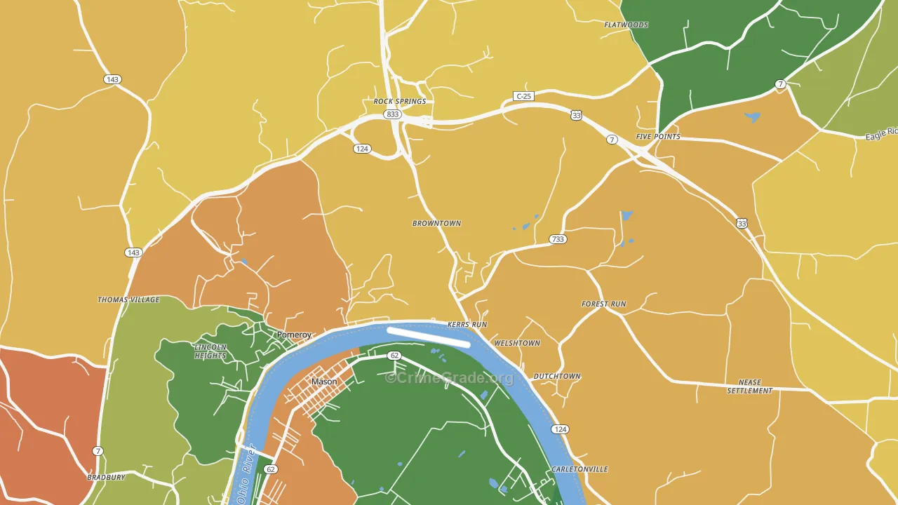 Welshtown, OH Map of Burglary Rates