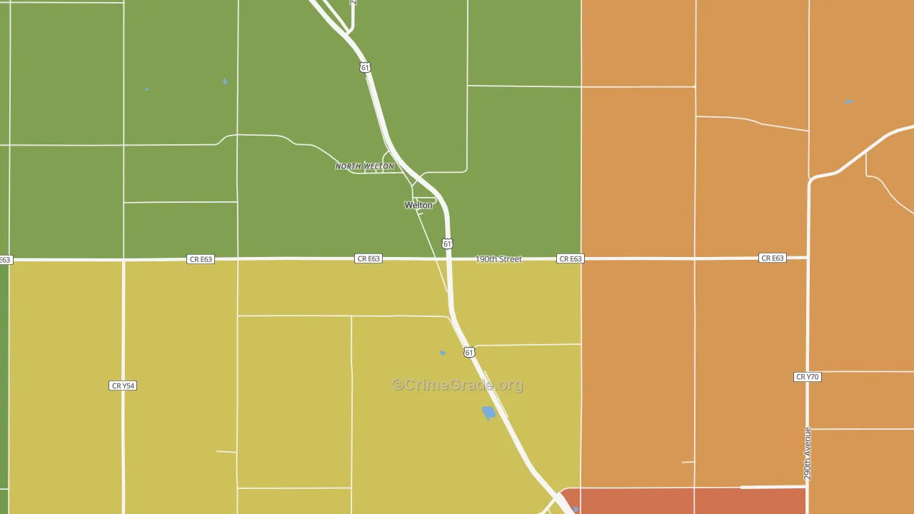 Welton, IA Map of Burglary Rates