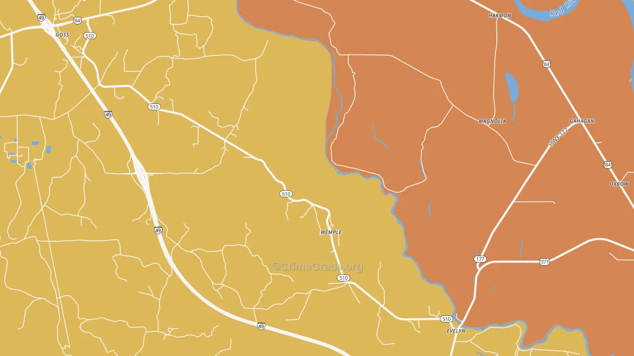 Wemple, LA Map of Burglary Rates