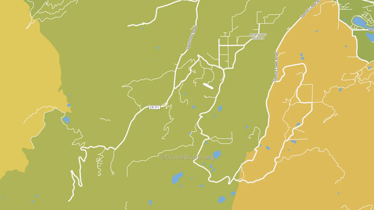 Wenatchee Heights, WA Map of Burglary Rates