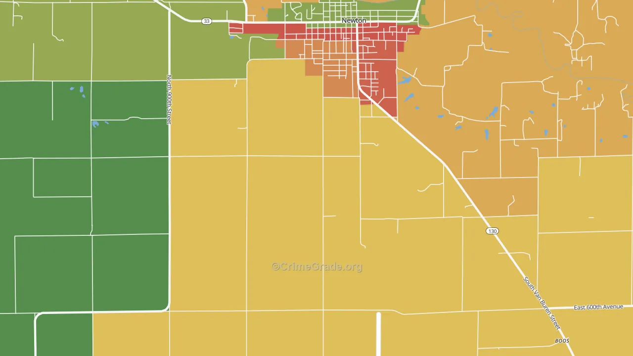 Wendelin, IL Map of Burglary Rates