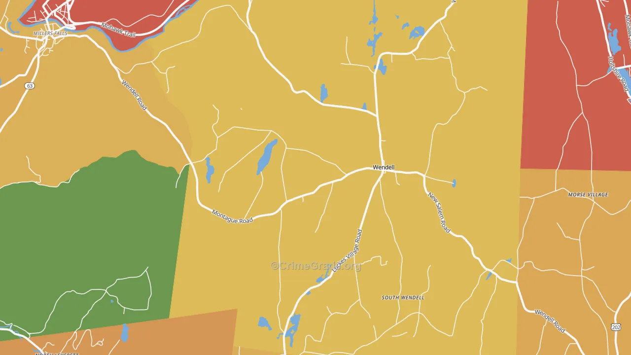 Wendell, MA Map of Burglary Rates