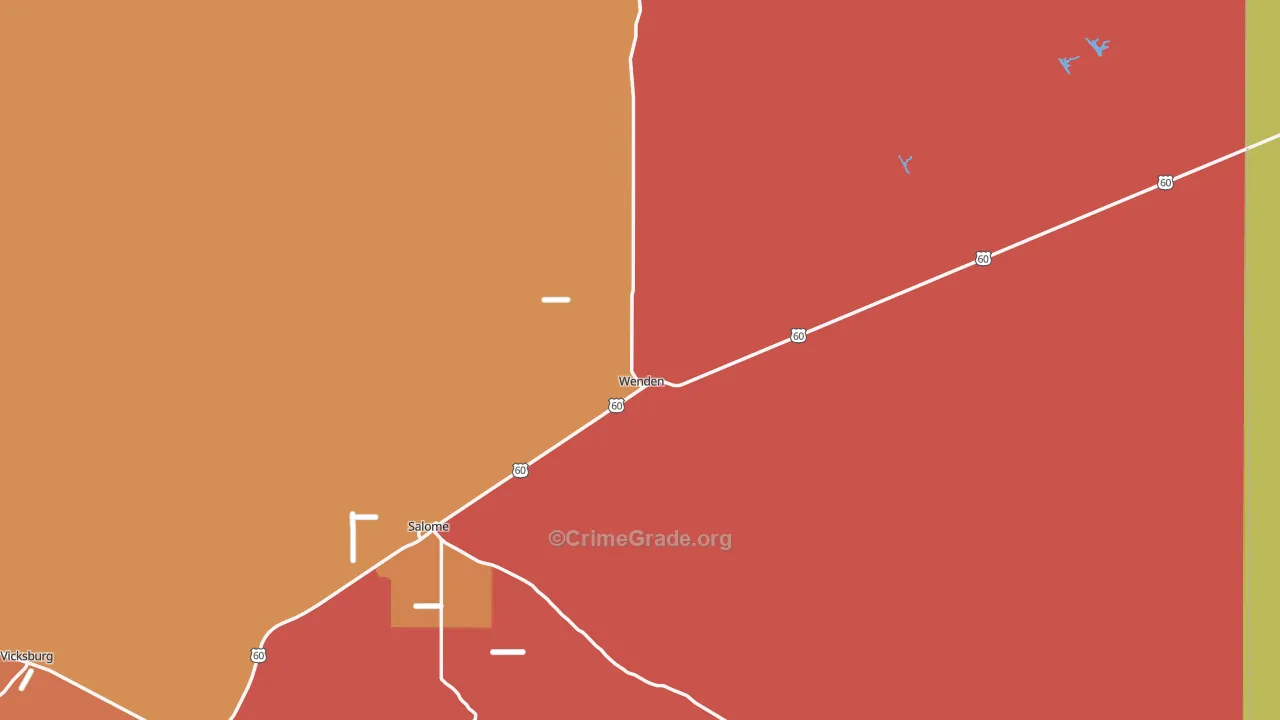Wenden, AZ Map of Burglary Rates