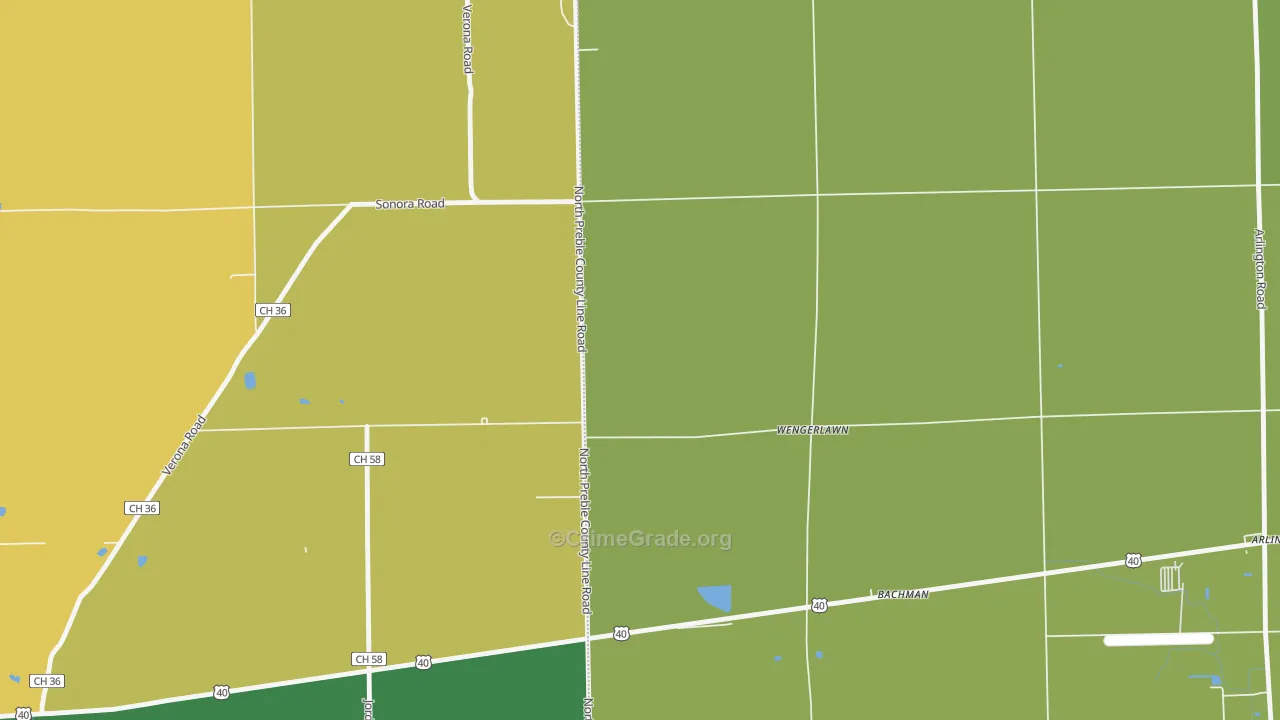 Wengerlawn, OH Map of Burglary Rates