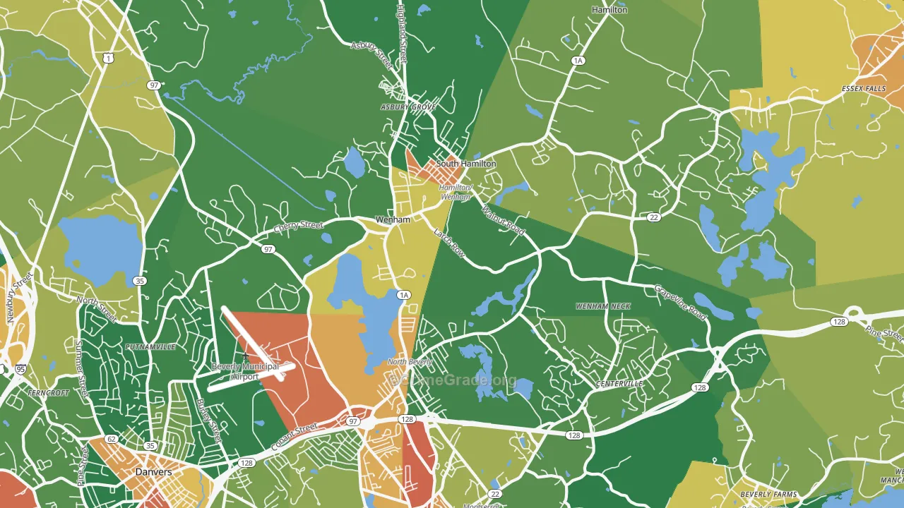 Wenham, MA Map of Burglary Rates