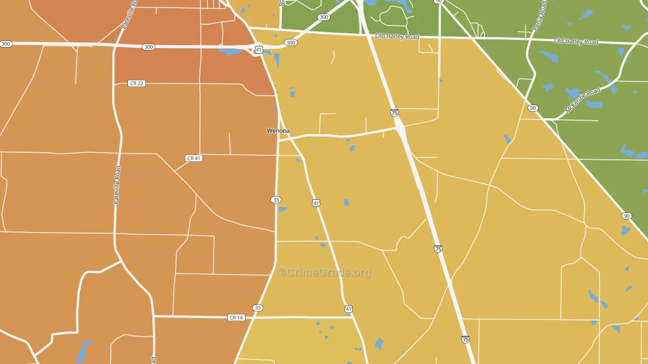 Wenona, GA Map of Burglary Rates