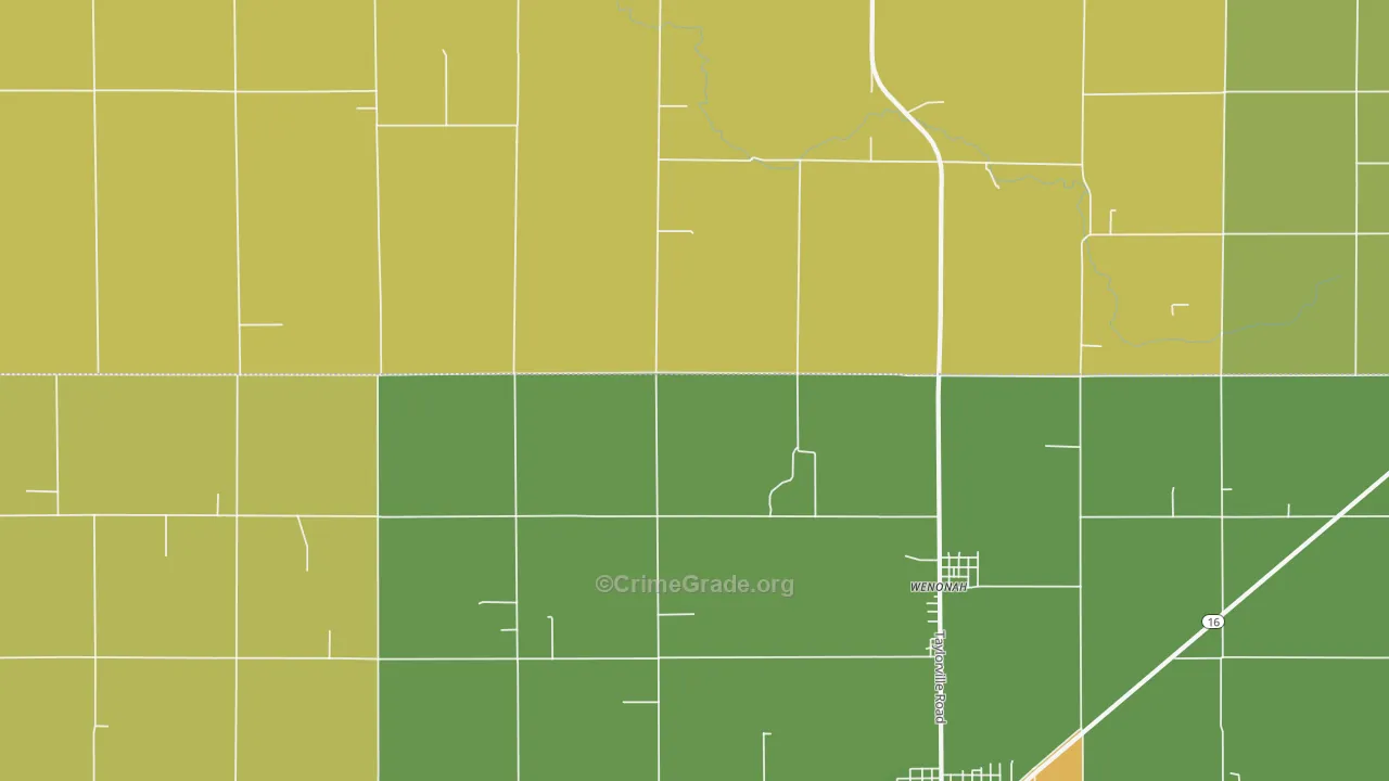Wenonah, IL Map of Burglary Rates