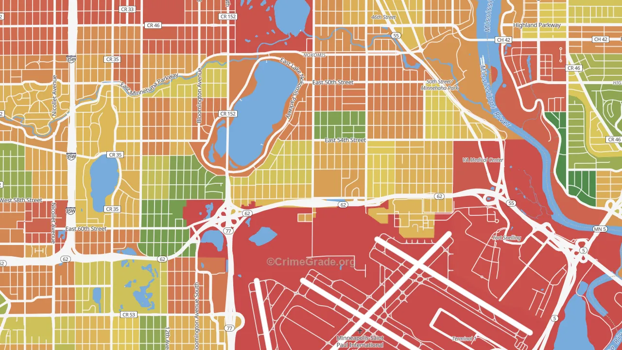 Wenonah, Minneapolis, MN Map of Burglary Rates