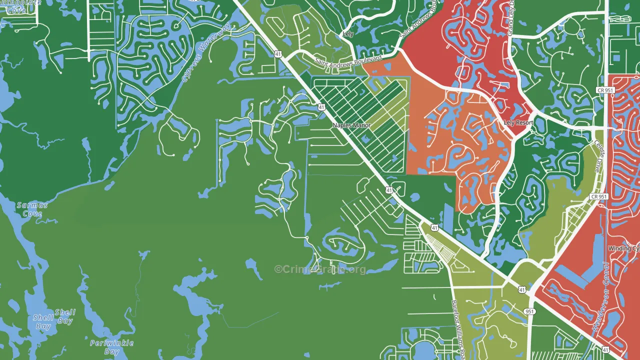 Wentworth Estates, Naples, FL Map of Burglary Rates