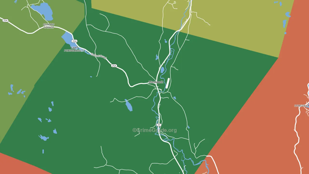 Wentworth, NH Map of Burglary Rates