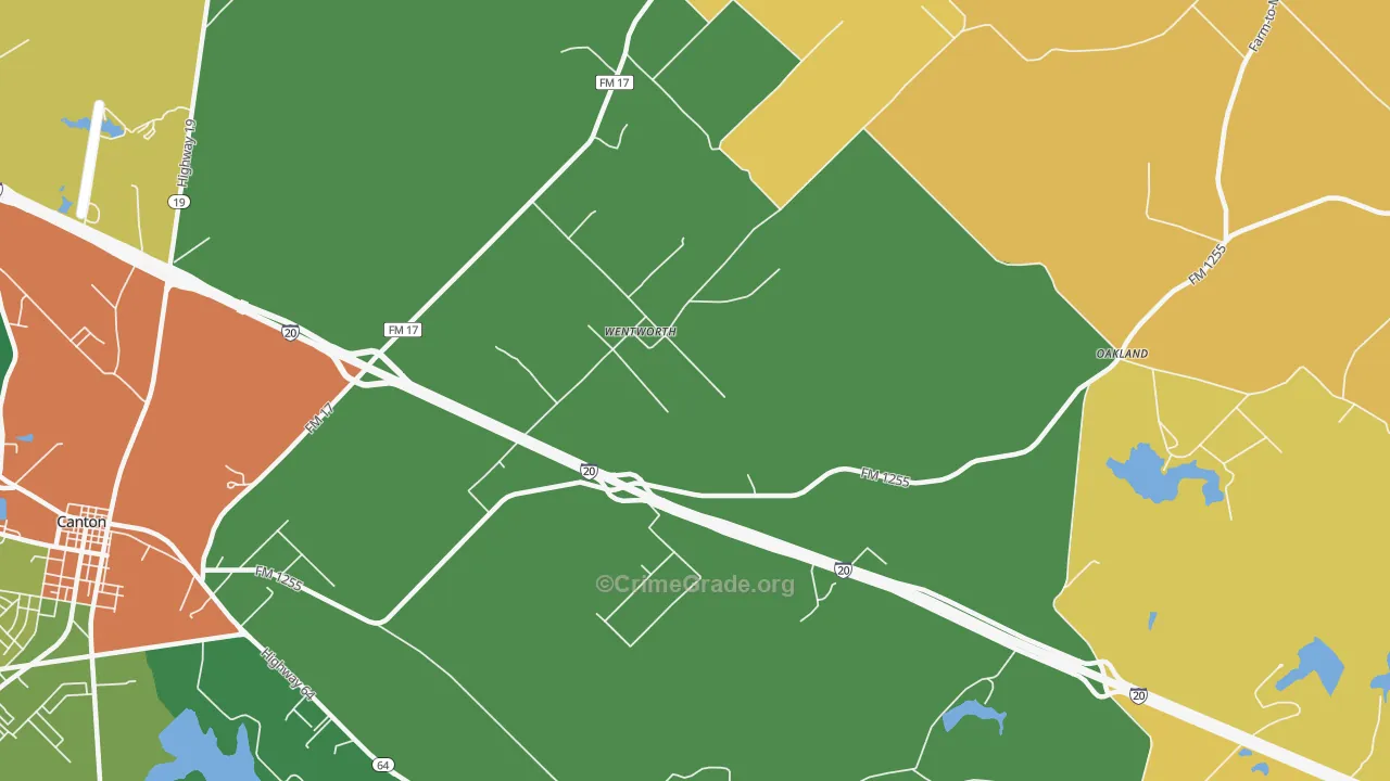Wentworth, TX Map of Burglary Rates