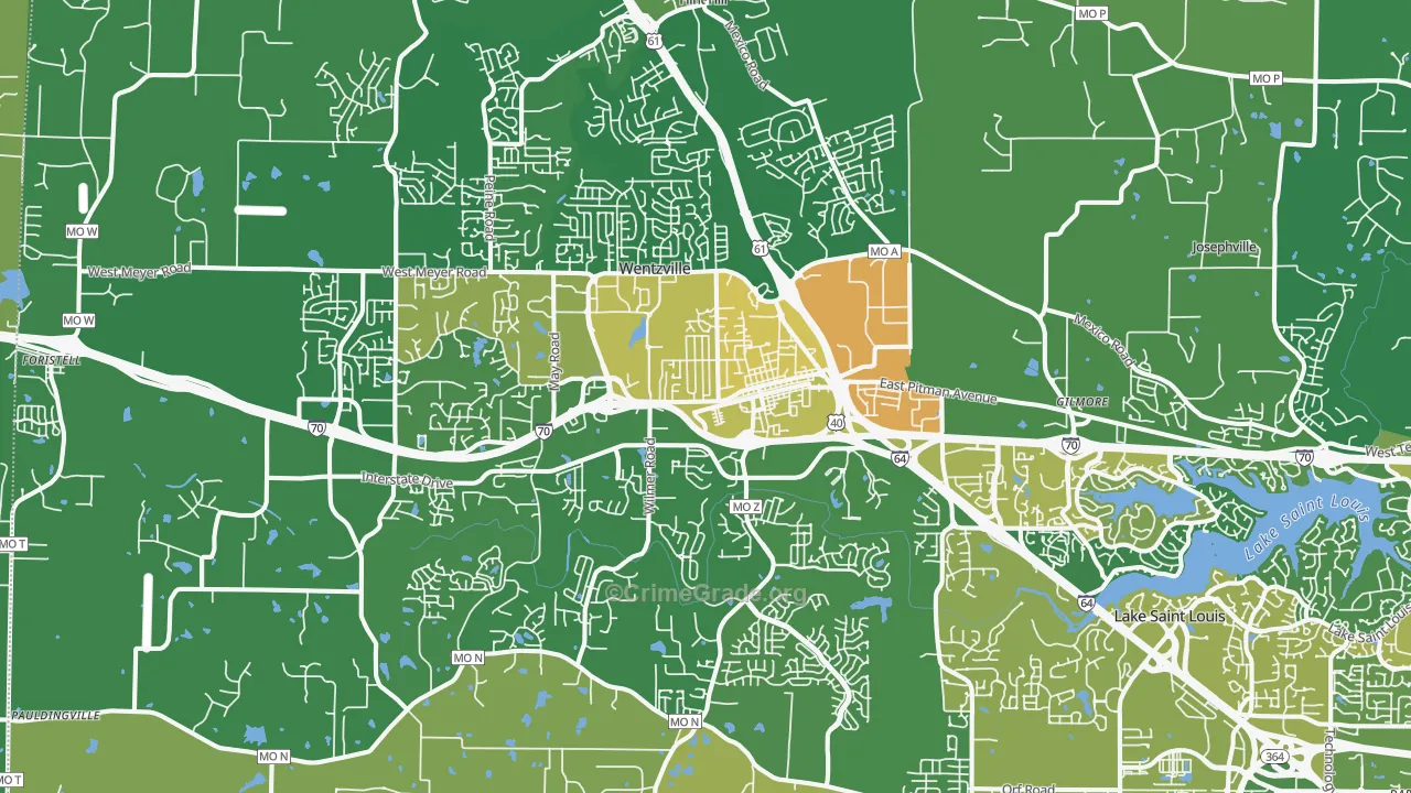 Wentzville, MO Map of Burglary Rates