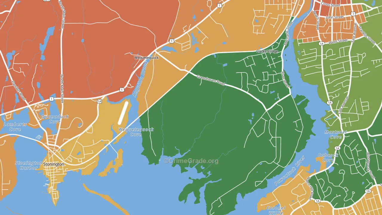 Wequetequock, CT Map of Burglary Rates