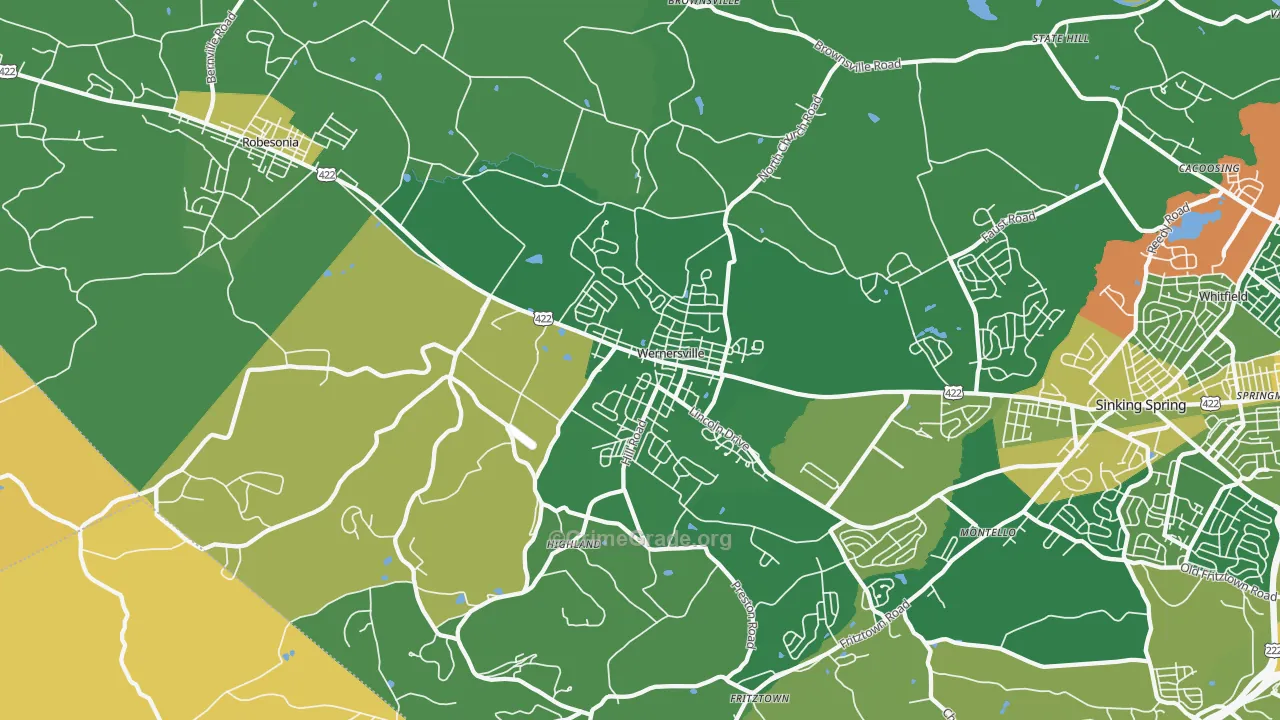 Wernersville, PA Map of Burglary Rates