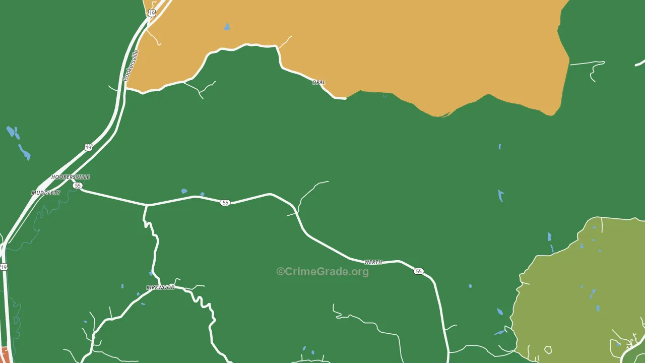 Werth, WV Map of Burglary Rates