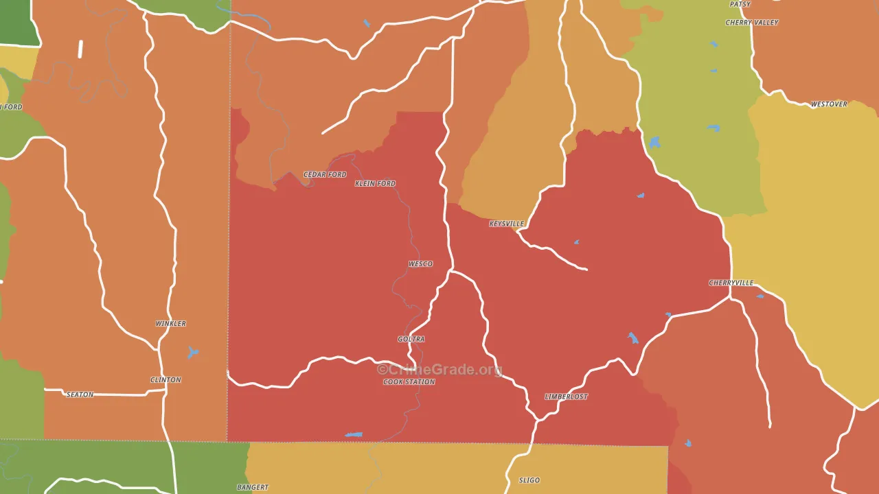 Wesco, MO Map of Burglary Rates