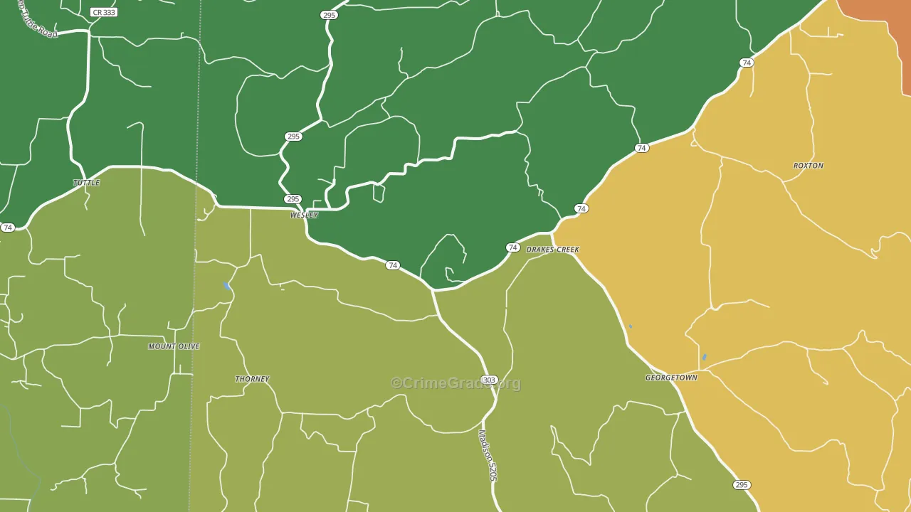 Wesley, AR Map of Burglary Rates
