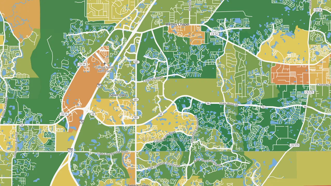 Wesley Chapel, FL Map of Burglary Rates