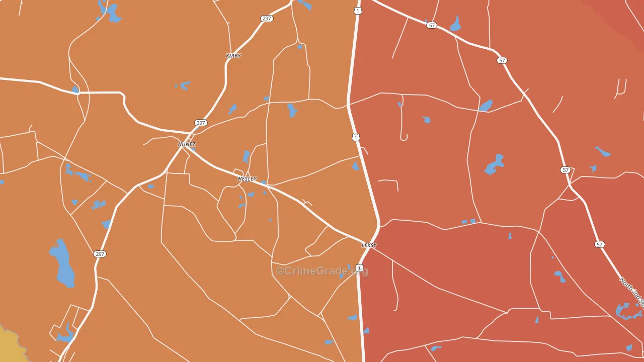 Wesley, GA Map of Burglary Rates