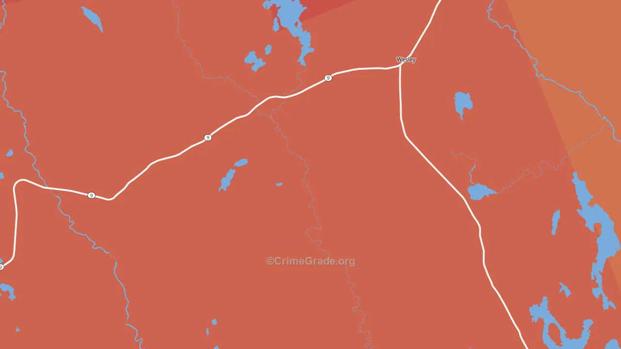 Wesley, ME Map of Burglary Rates