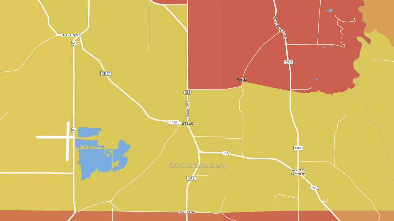 Wesley, NY Map of Burglary Rates