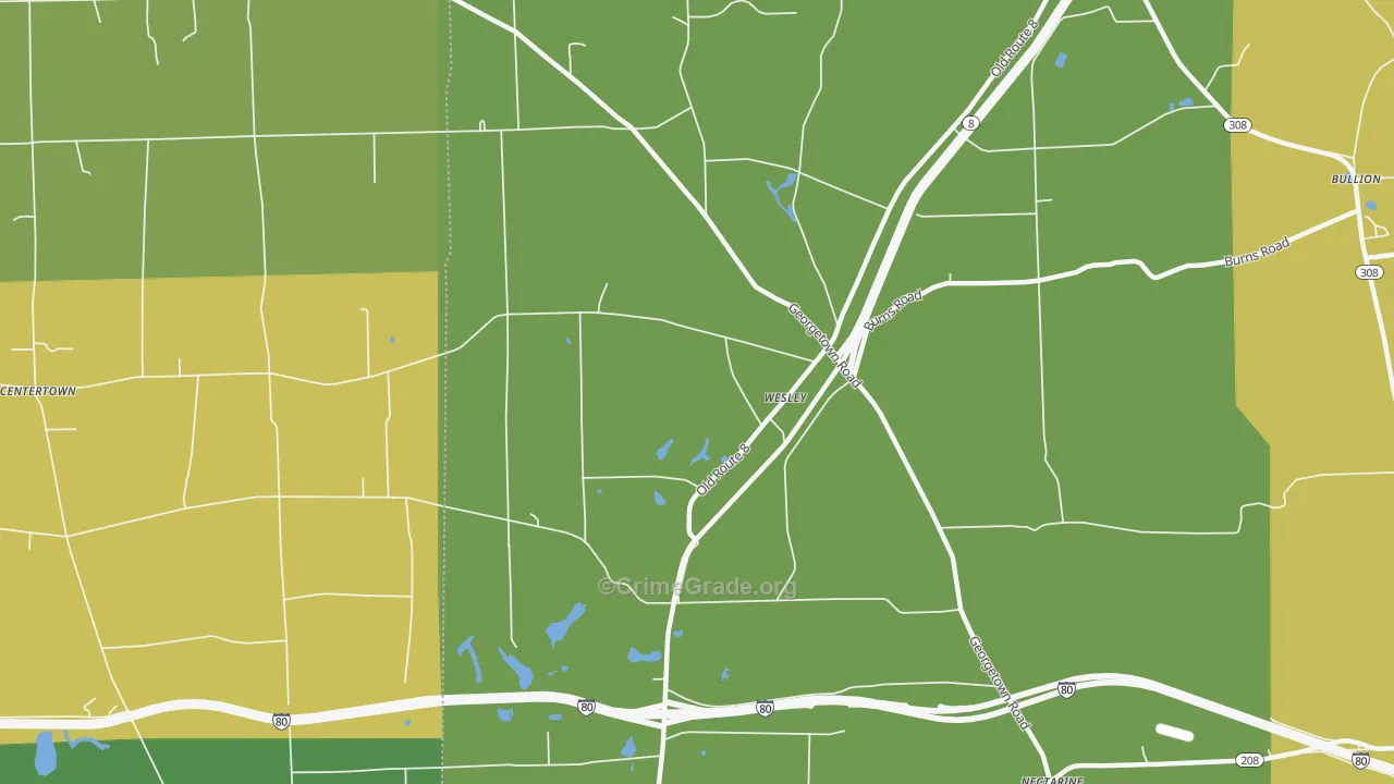Wesley, PA Map of Burglary Rates