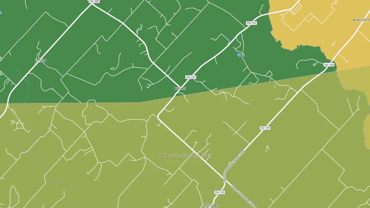 Wesley, TX Map of Burglary Rates
