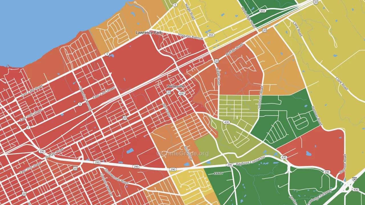 Wesleyville, PA Map of Burglary Rates